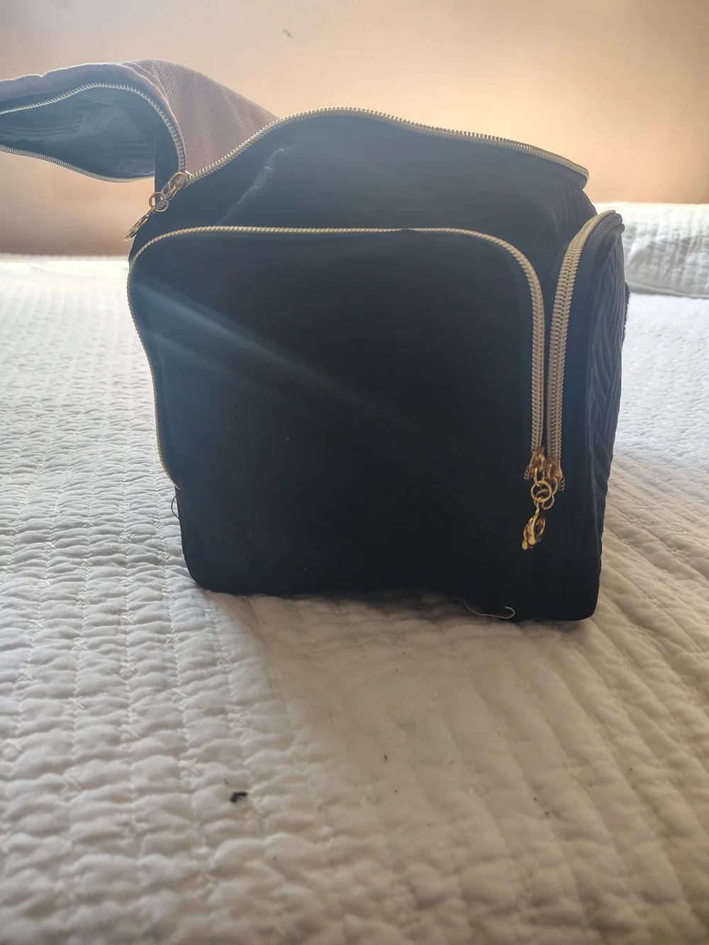 Black  Cosmetic Bag with Gold 'A' Accent